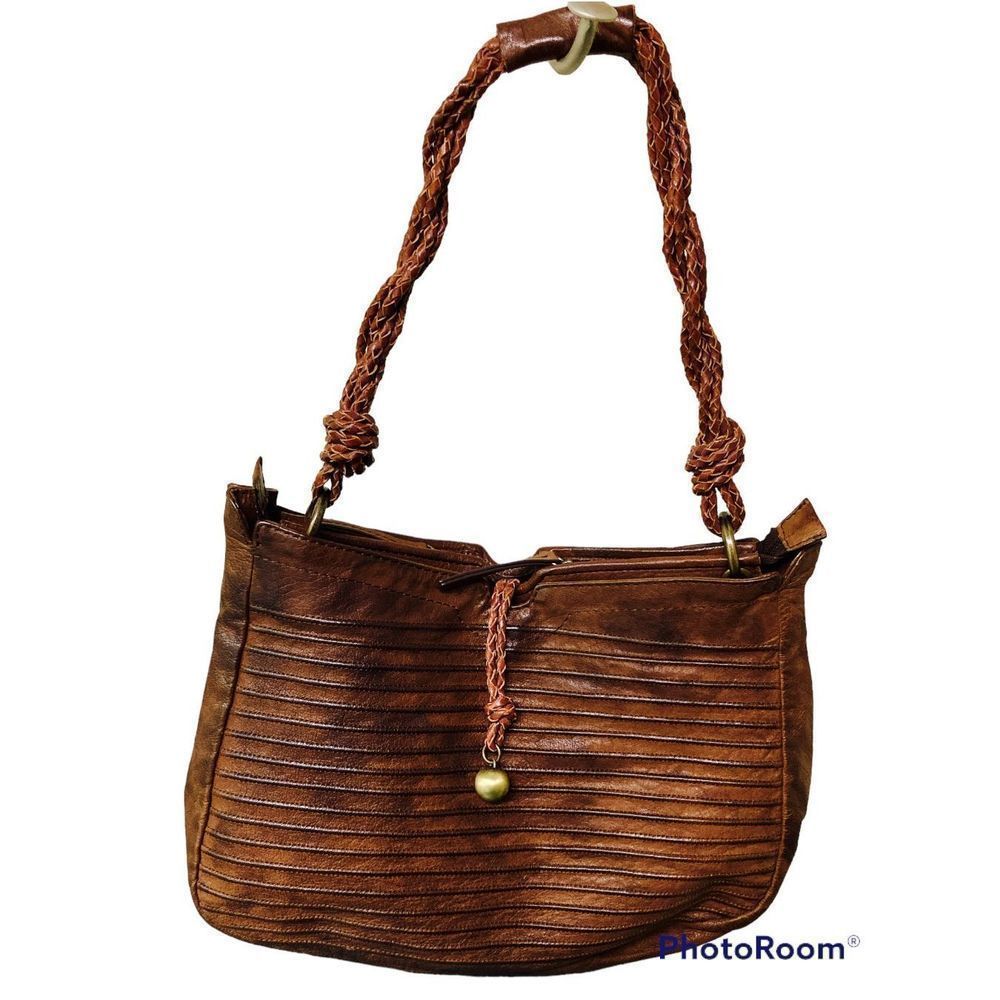 Martina Caponi Leather Hobo Tote Bag Brown